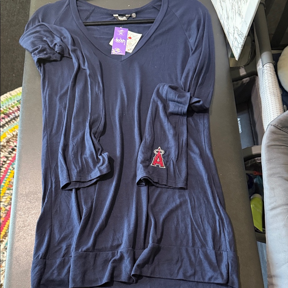 Touch by Alyssa Milano -Los Angeles Angels - Navy Long Sleeve Tee